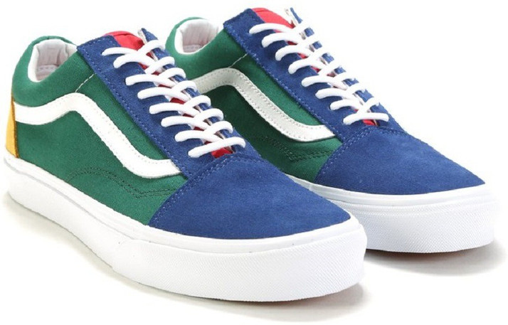 old skool vans blue green yellow
