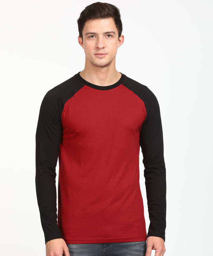 George Solid Men Round Neck Red, Black 