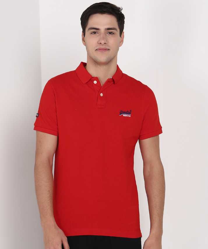 Superdry Men Polo Neck Red T-Shirt - Buy Superdry Solid Men Neck Red T-Shirt at Best Prices in India | Flipkart.com