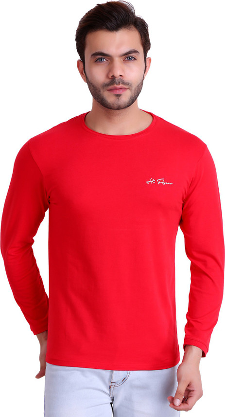 Buy Hiflyers Solid Men Round Neck Red T 