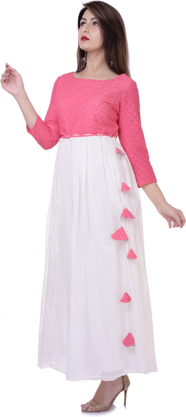 pink and white dress