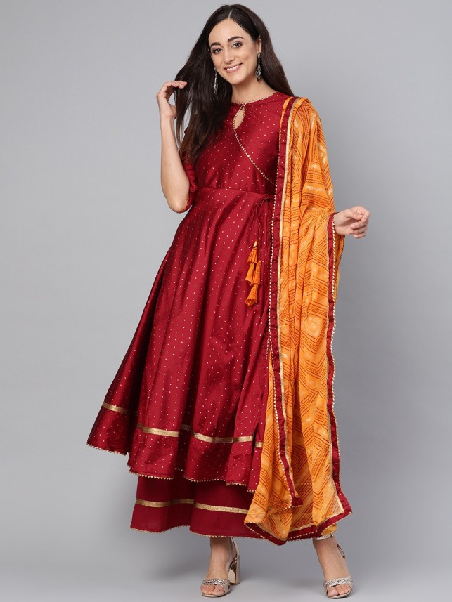 inddus anarkali kurta with dupatta