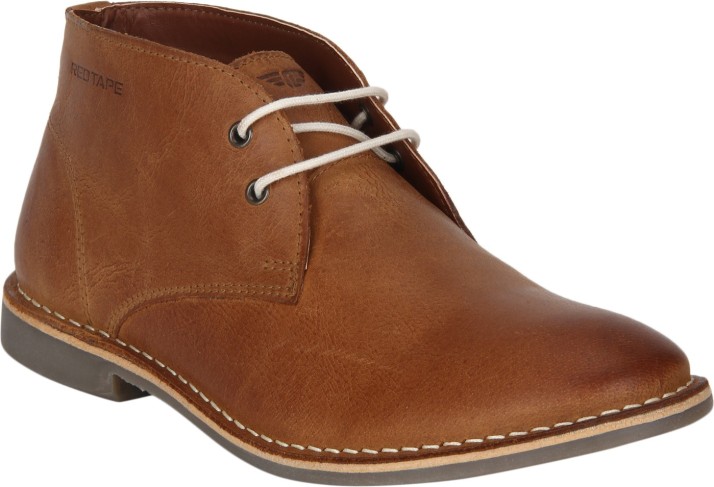 red tape chukka boots in tan leather