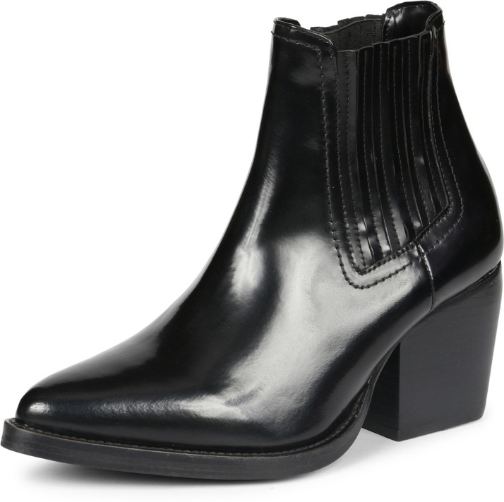 womens black heeled chelsea boots