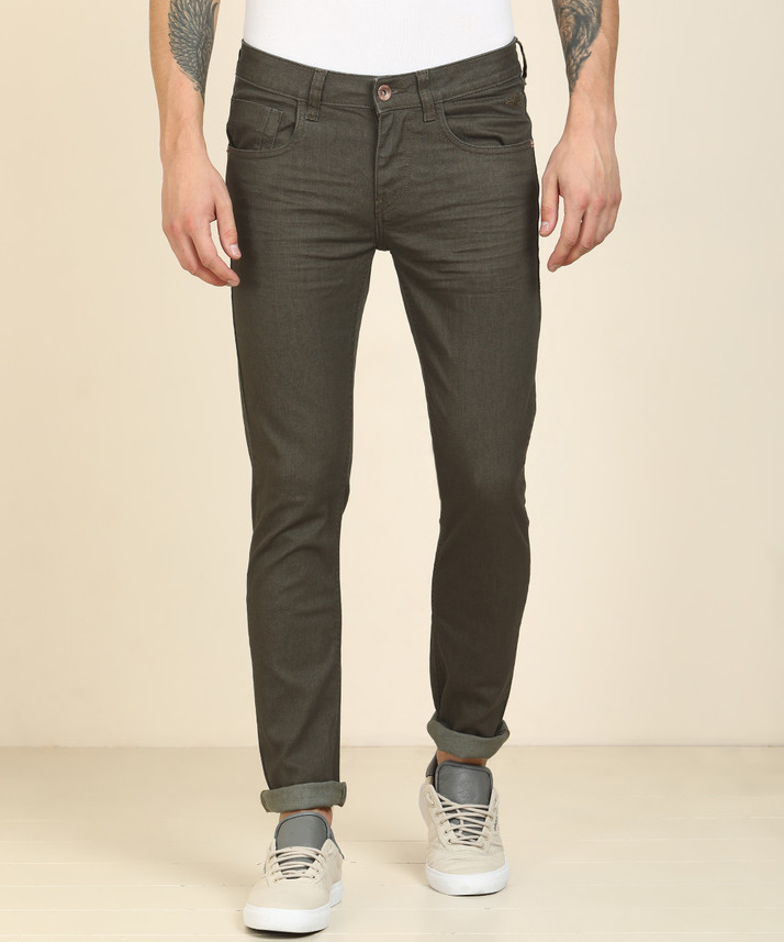 mens skinny green jeans