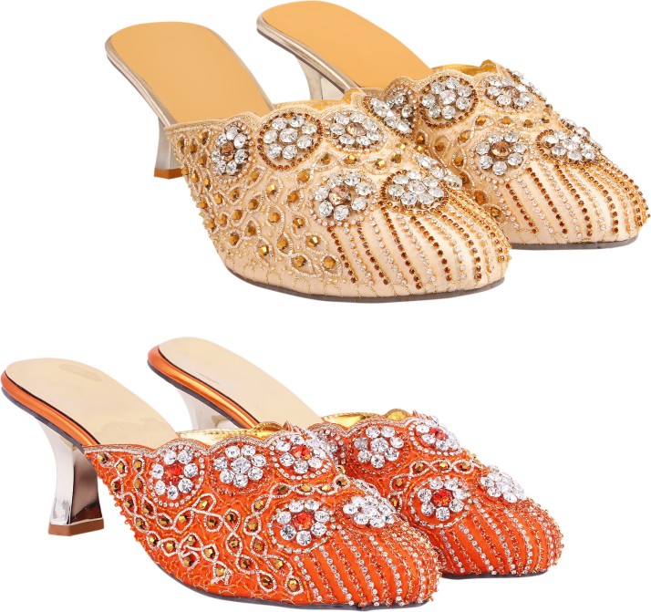 orange multicolor heels