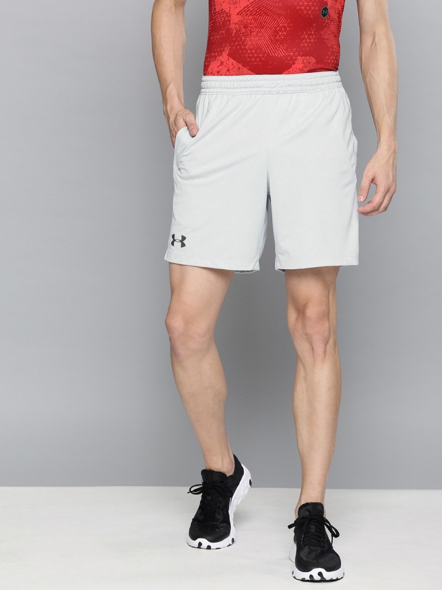 Solid Men Grey Sports Shorts 