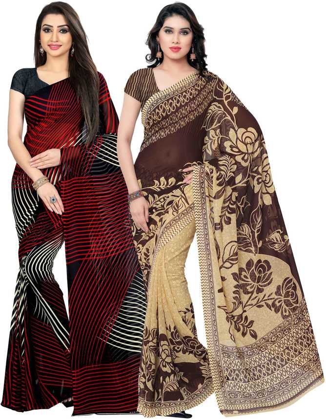 Buy Anand Sarees Printed Daily Wear Georgette Black Beige Sarees Online Best Price In India Flipkart Com The sheer light weight plain fabric is durable, and the fabric is. flipkart