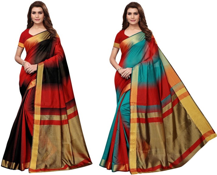 red and black saree flipkart