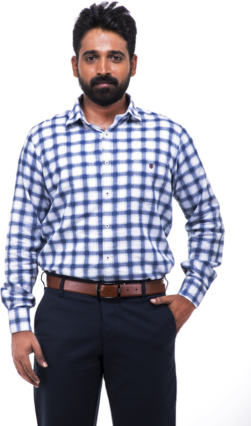 Otto Men Checkered Formal Blue Shirt 