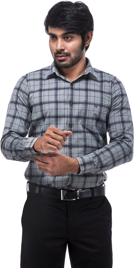 Otto Men Checkered Formal Blue Shirt 
