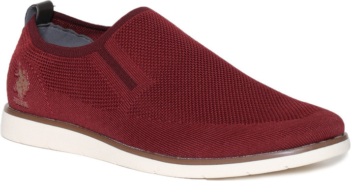 maroon slip on sneakers
