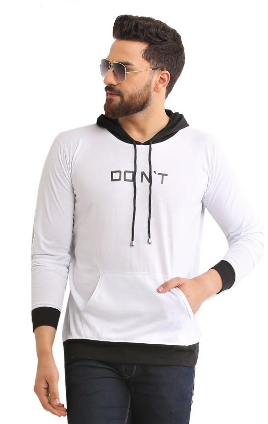 white hooded t shirt