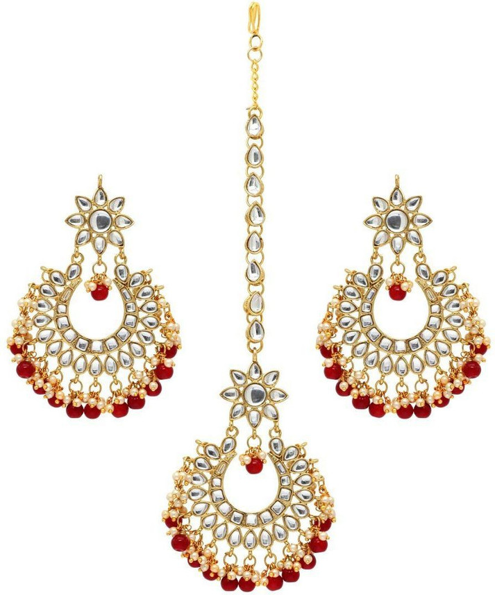 earrings with maang tikka flipkart