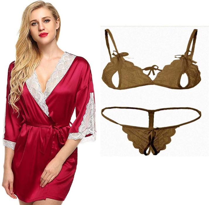 lingerie set with robe