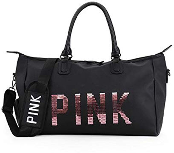 black and pink gym bag