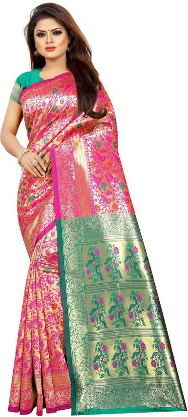 Buy Sanskriti Designer Embellished Fashion Poly Silk Light Green