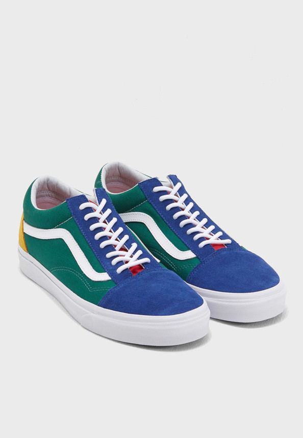 yellow green and blue vans