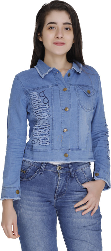 womens denim jacket distressed