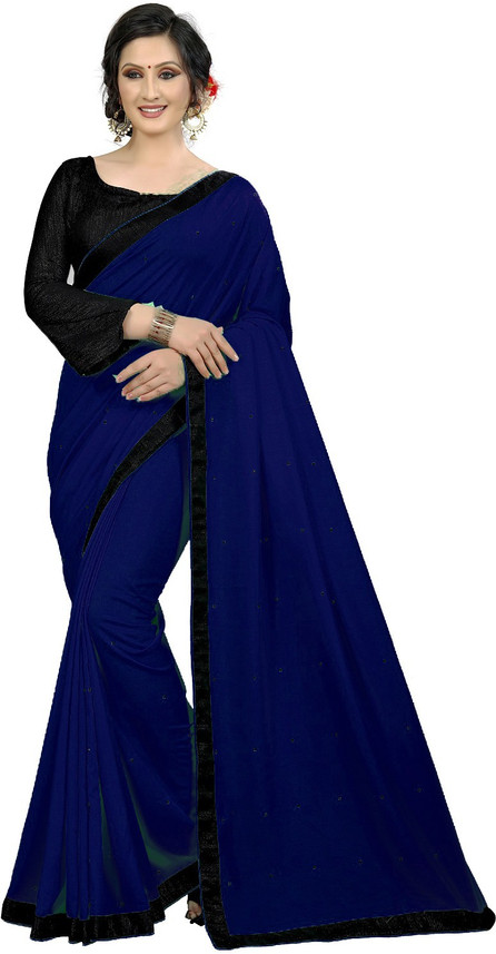 Dark blue saree with black blouse Clearance