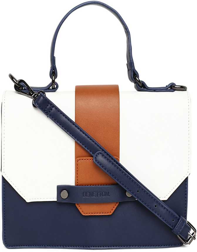 United Colors Of Benetton Women Brown White Blue Handbag Online Best Price In India Flipkart United Colors Of Benetton Women Brown
