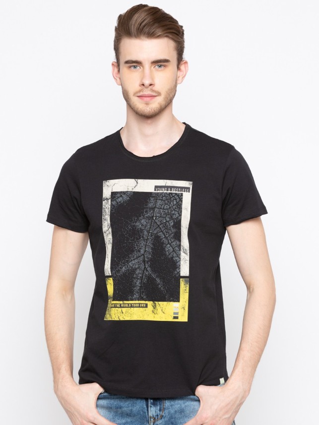 spykar black t shirt