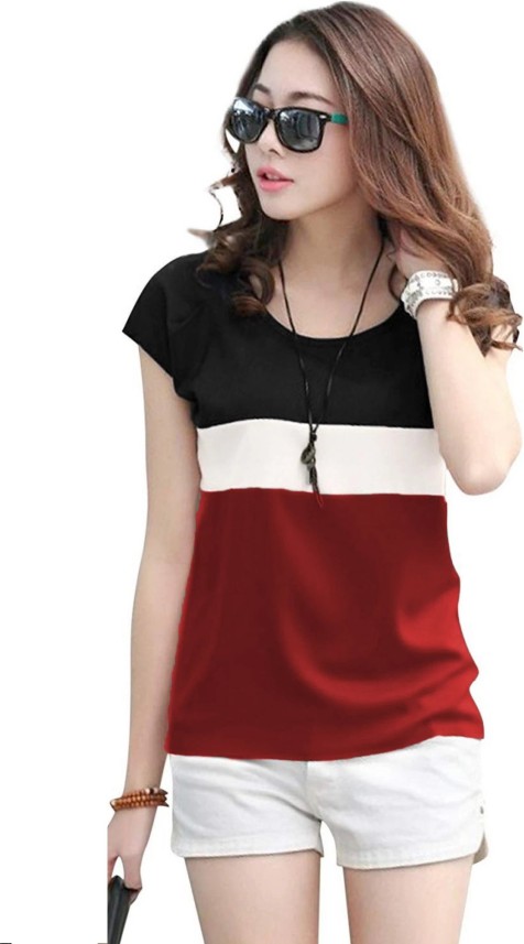 black and white striped t shirt flipkart