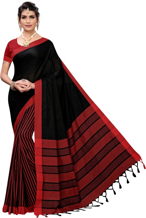 red and black saree flipkart