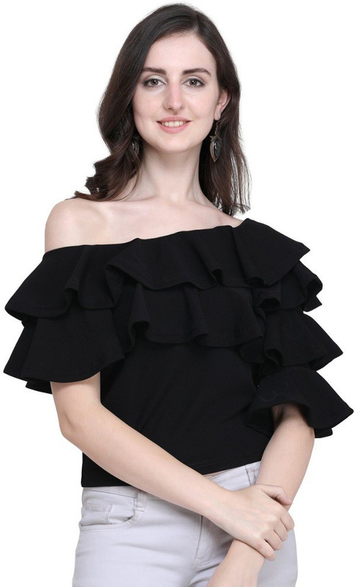 black flared arm top