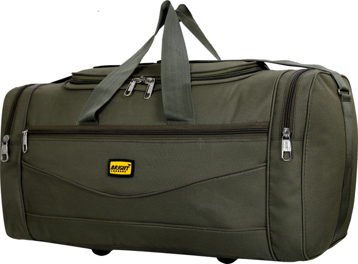bright green luggage