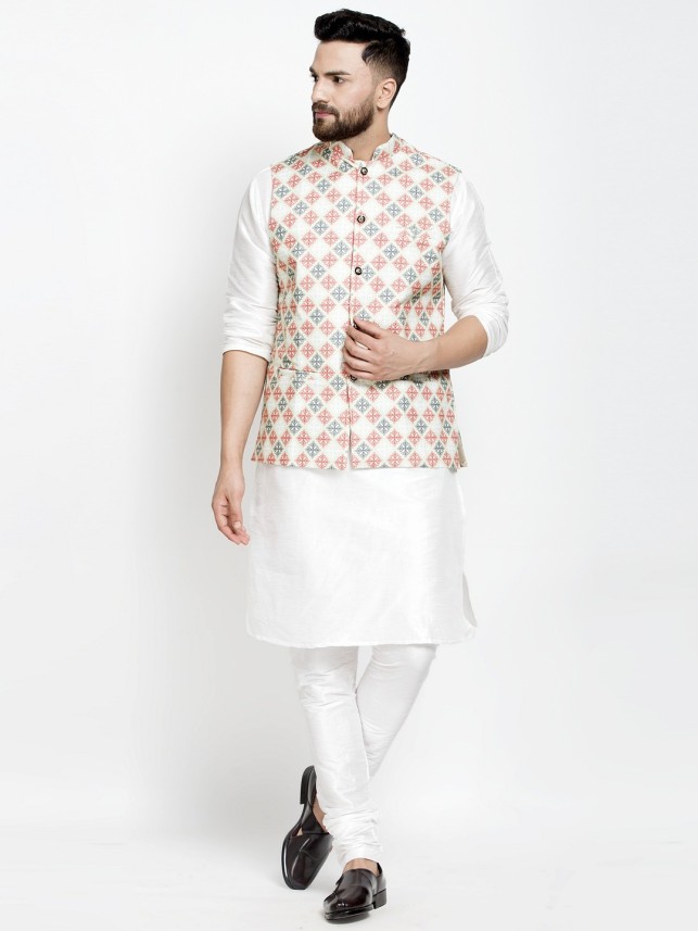 waist coat on white kurta