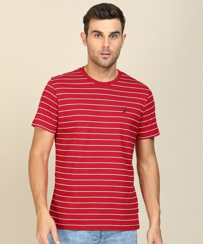 NAUTICA Striped Men Round Neck Red 