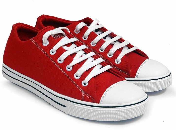 canvas shoes red colour