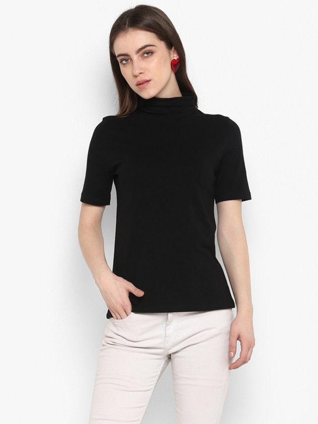 turtle neck black t shirt womens