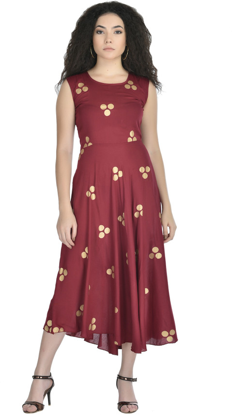 fit and flare maroon dress