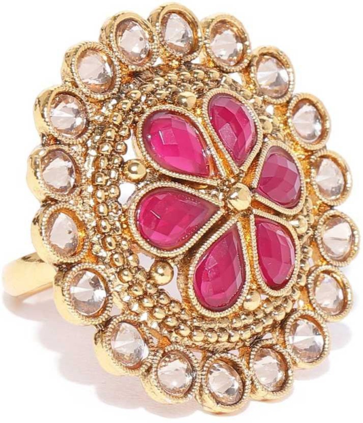 EVES COLLECTION Gold Plated Kundan Ring 