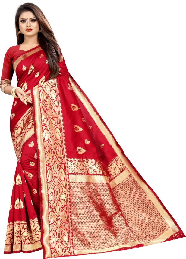 pure red banarasi saree