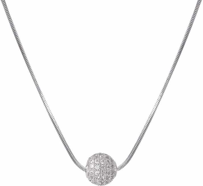 Jfl Jewellery For Less Silver Plated Cz American Diamond Big Ball Pendant With Chain Women And Girls Brass Locket Set In India - Long Silver Chain With Ball Pendant Jfl Jewellery For Less Silver Plated Cz American Diamond Big Ball Pendant With Chain Women And Girls Brass Locket Set In India - Long Silver Chain With Ball Pendant