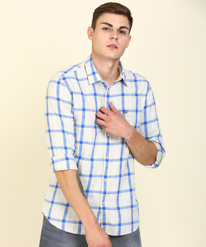 arrow sports men's checkered slim fit casual shirt