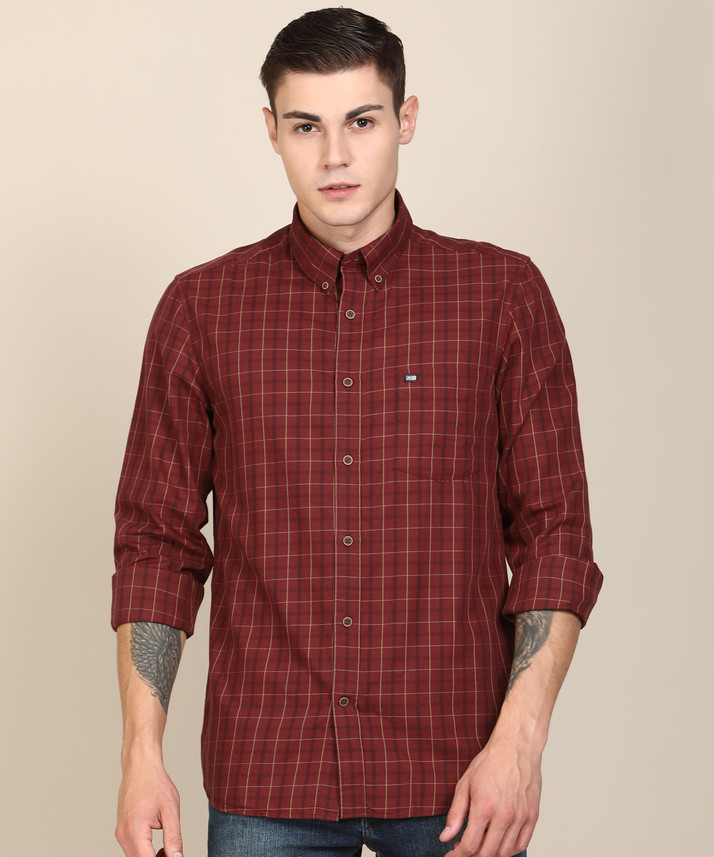 arrow sports men's checkered slim fit casual shirt