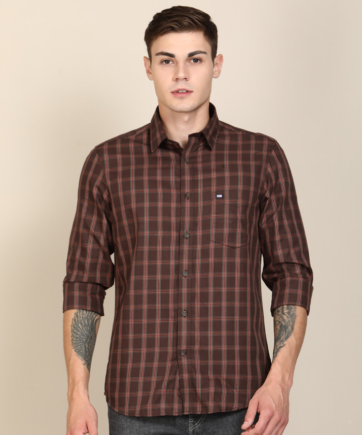 arrow sports men's checkered slim fit casual shirt