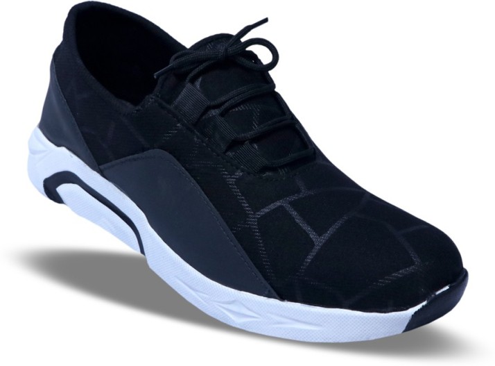 Rarefied Black Lace Up Sports Shoes 