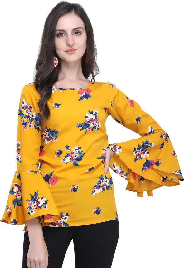 Ladli Casual Bell Sleeve Floral Print Women Yellow Top Buy Ladli