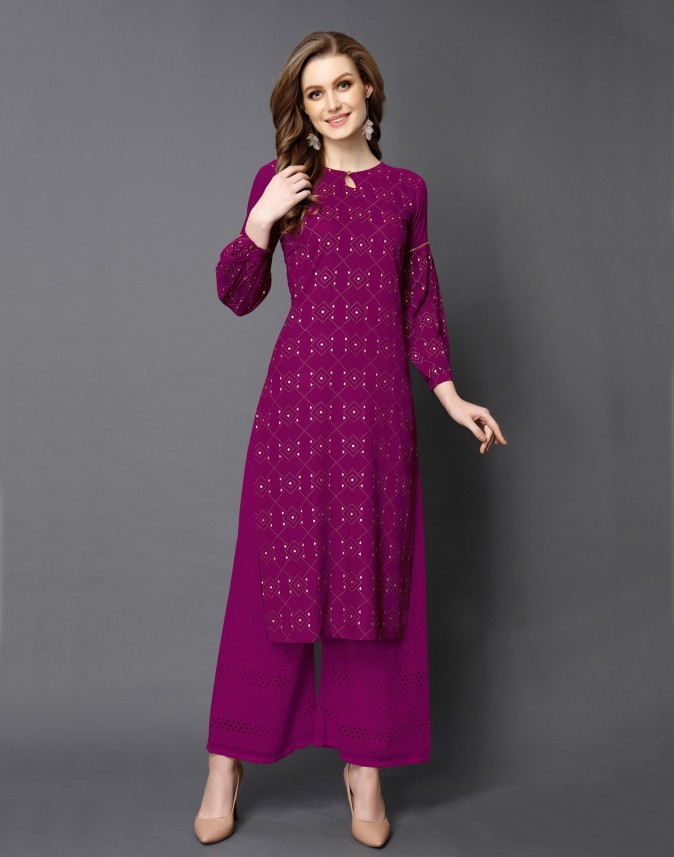 geometric print straight kurta