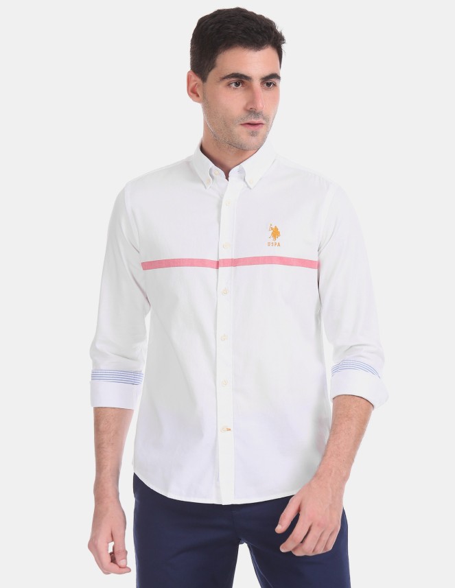 us polo white striped shirt