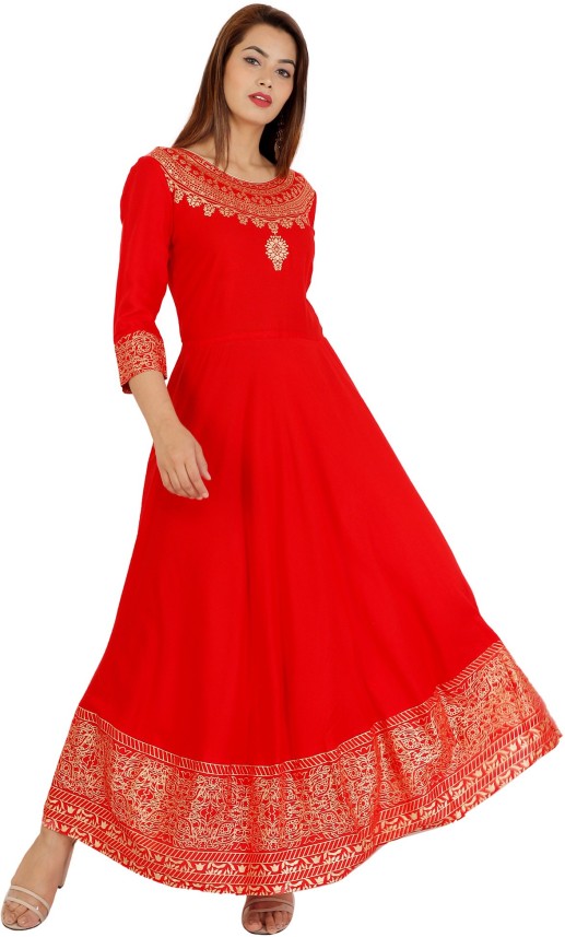 red ethnic dress