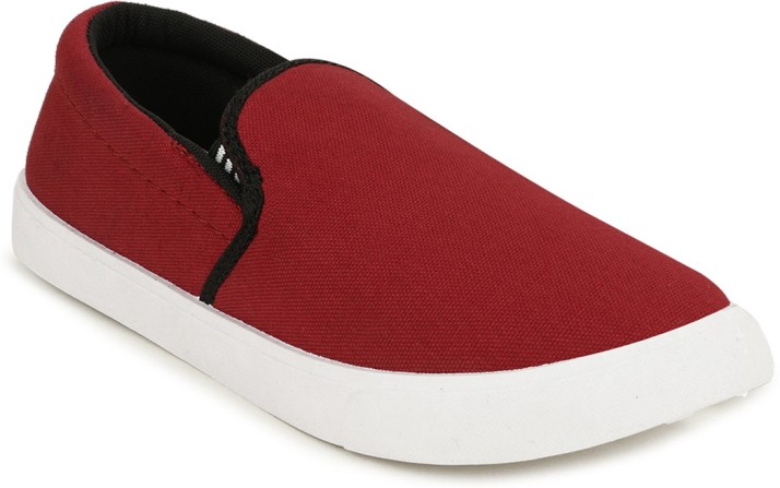 red and black canvas shoes