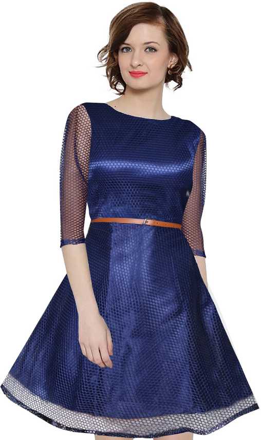 King Zone Fashion Women Skater Blue Dress Buy King Zone Fashion Women Skater Blue Dress Online At Best Prices In India Flipkart Com