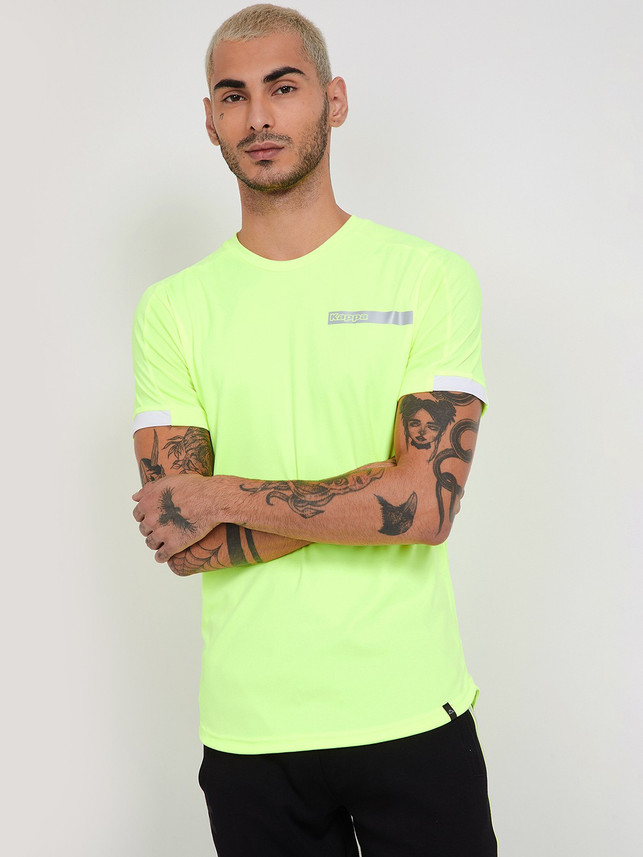Kappa Solid Men Round Neck Light Green 
