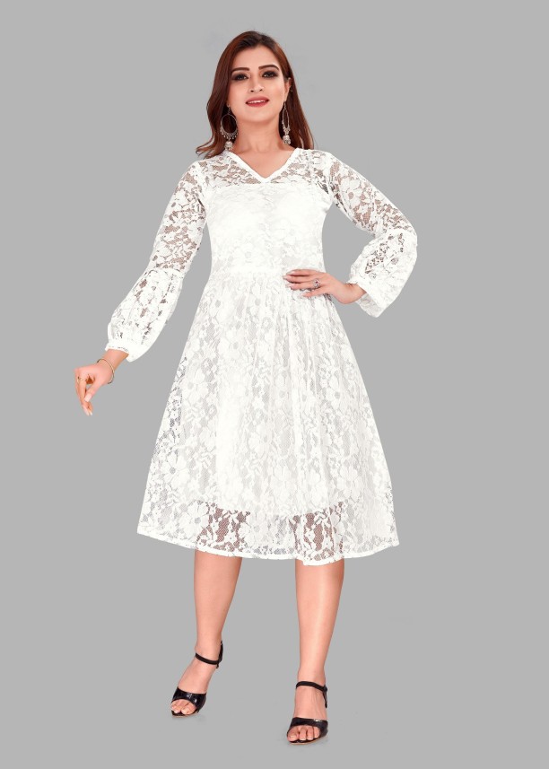 flipkart white dress